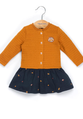 Robe en molleton effet 2 en 1 Bébé Fille jaune ocre/ bleu marine Robe en molleton effet 2 en 1 Bébé Fille jaune ocre/ bleu marine