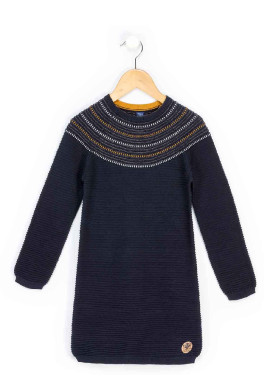 Robe bleu marine Fille en tricot Robe bleu marine Fille en tricot