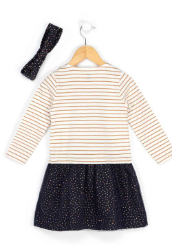 Robe manches longues Fille effet 2 en 1 + bandeau