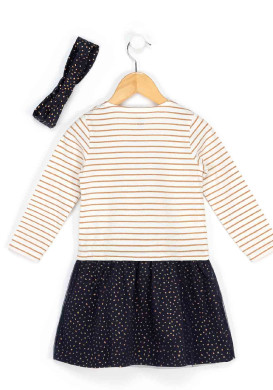 Robe manches longues Fille effet 2 en 1 + bandeau Robe manches longues Fille effet 2 en 1 + bandeau