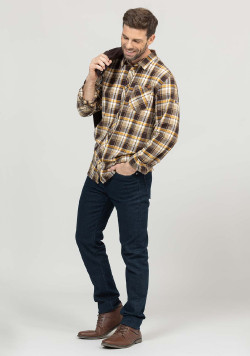 Chemise à carreaux marron Homme