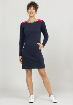Robe manches longues bleu marine Femme