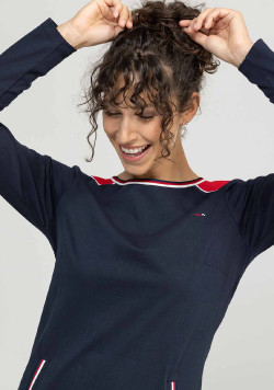 Robe manches longues bleu marine Femme