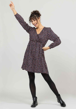 Robe courte imprimé manches longues Femme