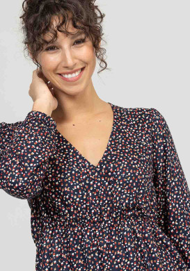 Robe courte imprimé manches longues Femme