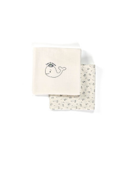 Lot de 2 langes imprimé bleu Bébé
