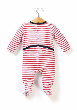 Pyjama rayé rouge en velours Bébé