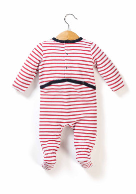 Pyjama rayé rouge en velours Bébé