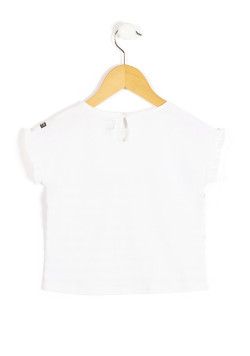 T-shirt court Fille rayé blanc