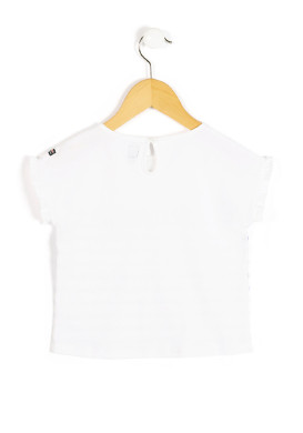 T-shirt court Fille rayé blanc