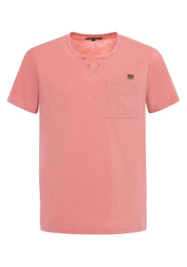 T-shirt rose col tunisien Homme T-shirt rose col tunisien Homme