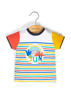 T-shirt rayé multicolore Bébé