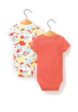 Lot de 2 bodies Bébé corail / imprimé