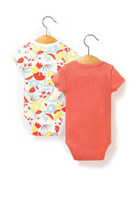 Lot de 2 bodies Bébé corail / imprimé