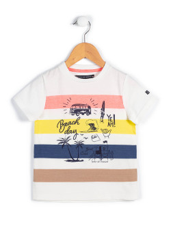 T-shirt imprimé rayé multicolore Garçon