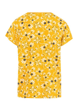 Blouse manches courtes imprimé jaune Femme Blouse manches courtes imprimé jaune Femme
