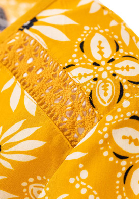 Blouse manches courtes imprimé jaune Femme Blouse manches courtes imprimé jaune Femme