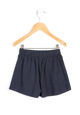 Short bleu marine Fille maille reliefée