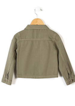 Veste Fille en jean kaki avec fleurs brodées