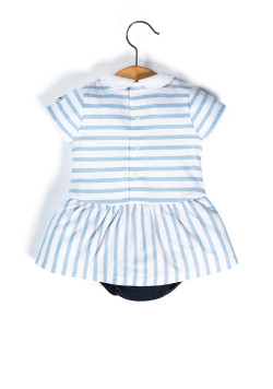 Combirobe rayée bleu ciel Bébé Fille