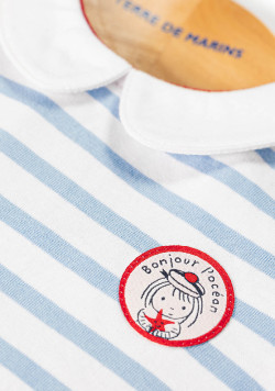Combirobe rayée bleu ciel Bébé Fille