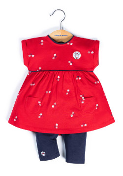 Ensemble Bébé legging+robe rouge