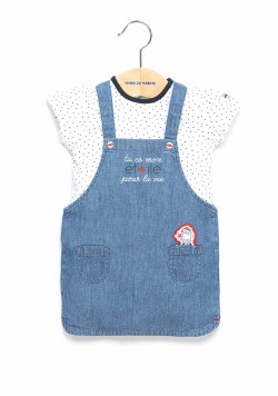 Ensemble Bébé robe en jean + t-shirt