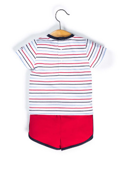 Ensemble Bébé short rouge+t-shirt rayé