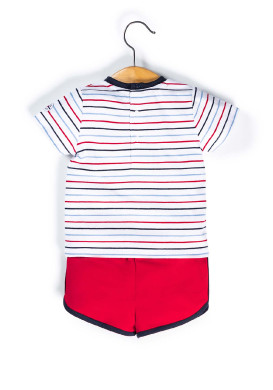 Ensemble Bébé short rouge+t-shirt rayé Ensemble Bébé short rouge+t-shirt rayé