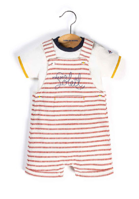 Ensemble Bébé salopette rayée + t-shirt blanc Ensemble Bébé salopette rayée + t-shirt blanc