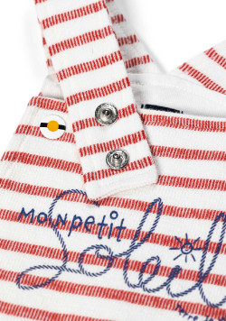 Ensemble Bébé salopette rayée + t-shirt blanc