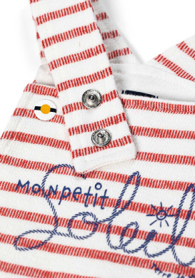 Ensemble Bébé salopette rayée + t-shirt blanc Ensemble Bébé salopette rayée + t-shirt blanc