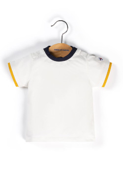 Ensemble Bébé salopette rayée + t-shirt blanc