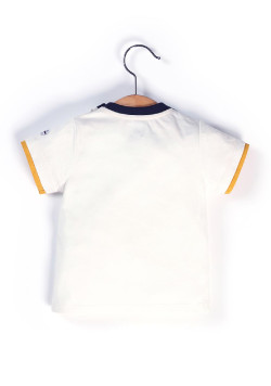 Ensemble Bébé salopette rayée + t-shirt blanc