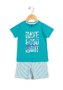 Ensemble pyjama vert émeraude Garçon t-shirt + short