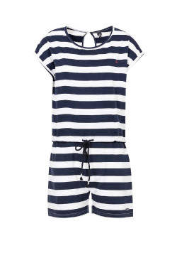 Combinaison short à manches courtes rayée Femme