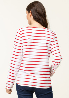 Marinière manches longues Femme blanc rayé rouge Marinière manches longues Femme blanc rayé rouge