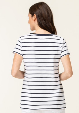 Marinière manches courtes Femme blanc rayé bleu marine Marinière manches courtes Femme blanc rayé bleu marine