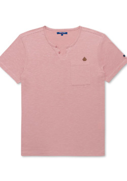 T-shirt col tunisien vieux rose Homme
