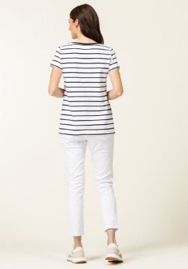 Marinière manches courtes Femme blanc rayé bleu marine Marinière manches courtes Femme blanc rayé bleu marine