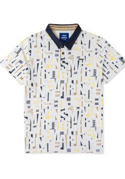 Polo blanc imprimé graphique Homme