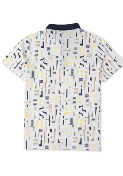 Polo blanc imprimé graphique Homme