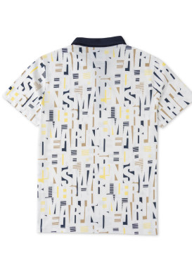 Polo blanc imprimé graphique Homme