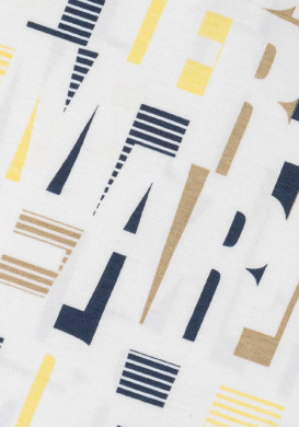 Polo blanc imprimé graphique Homme