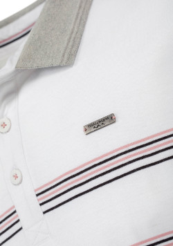 Polo rayé blanc Homme