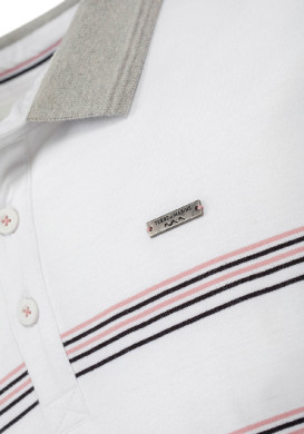 Polo rayé blanc Homme