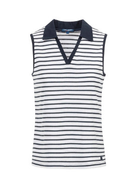Polo femme bleu marine sans manches rayé