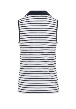 Polo femme bleu marine sans manches rayé