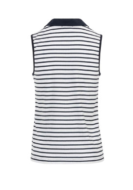 Polo femme bleu marine sans manches rayé