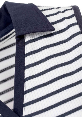 Polo femme bleu marine sans manches rayé